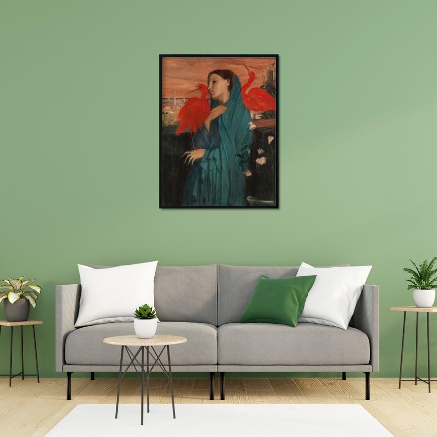 Young Woman With Ibis - Meri Deewar 3 : 4 Vertical Premium Wall Art Canvas by MeriDeewar