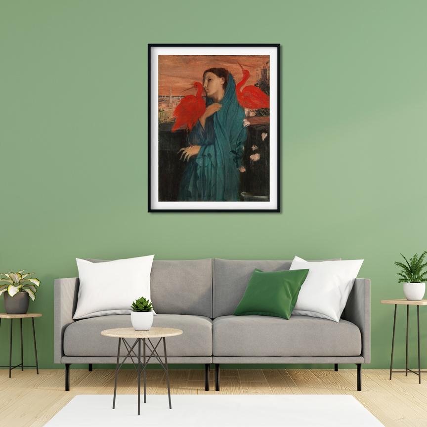 Young Woman With Ibis - Meri Deewar 3 : 4 Vertical Premium Wall Art Canvas by MeriDeewar