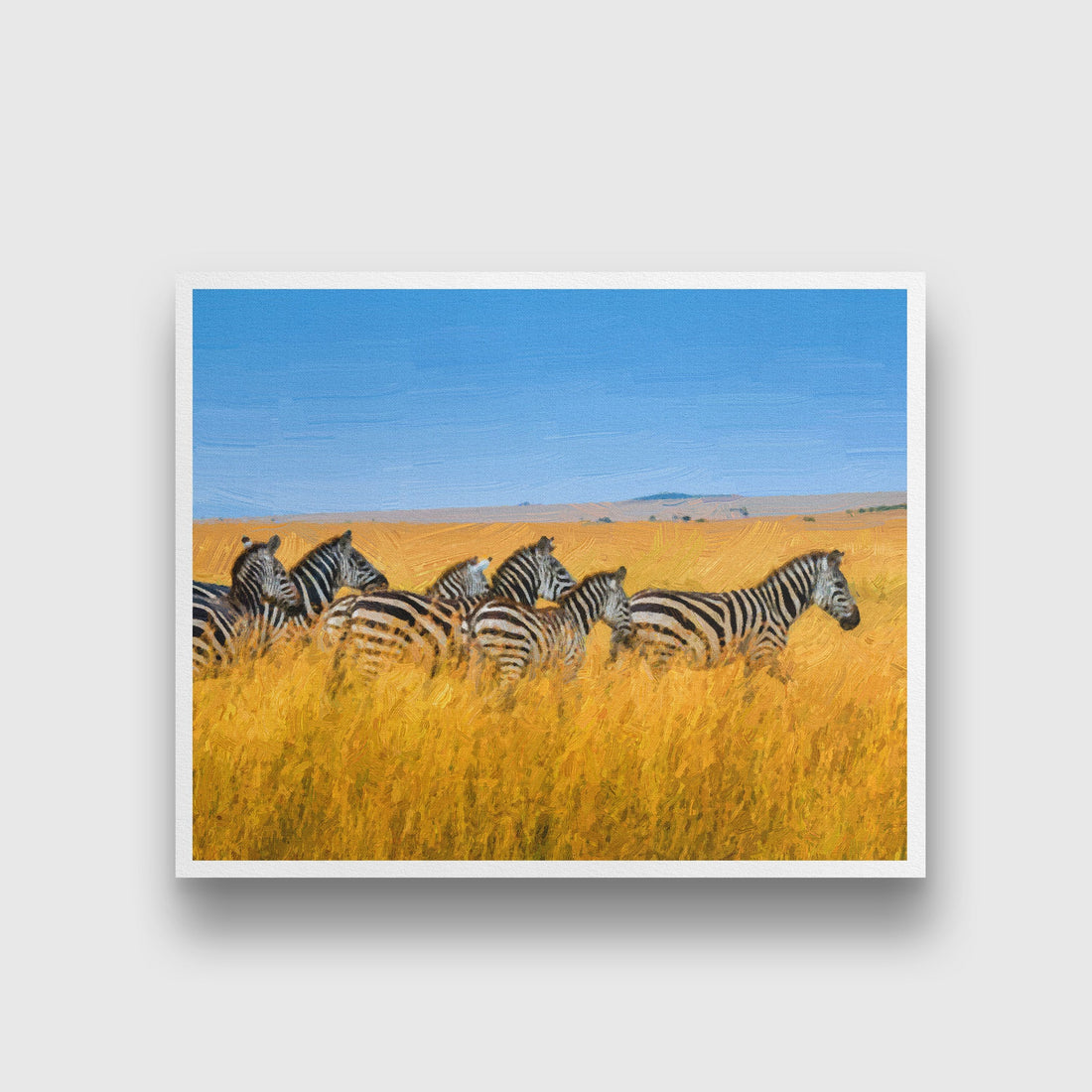 Zebra in the grass nature painting - Meri Deewar 5 : 4 Horizontal Premium Wall Art Canvas by MeriDeewar