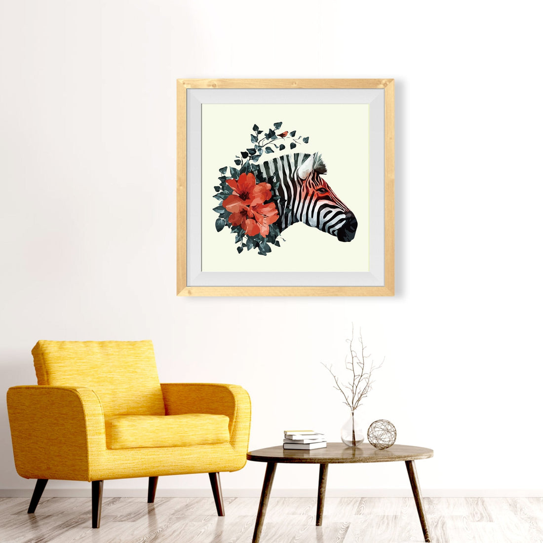 Zebra's Illustration 1 : 1 Square Premium Wall Art Canvas by MeriDeewar