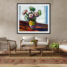 Zinnias Painting - MeriDeewar 1 : 1 Square Premium Wall Art Canvas by MeriDeewar