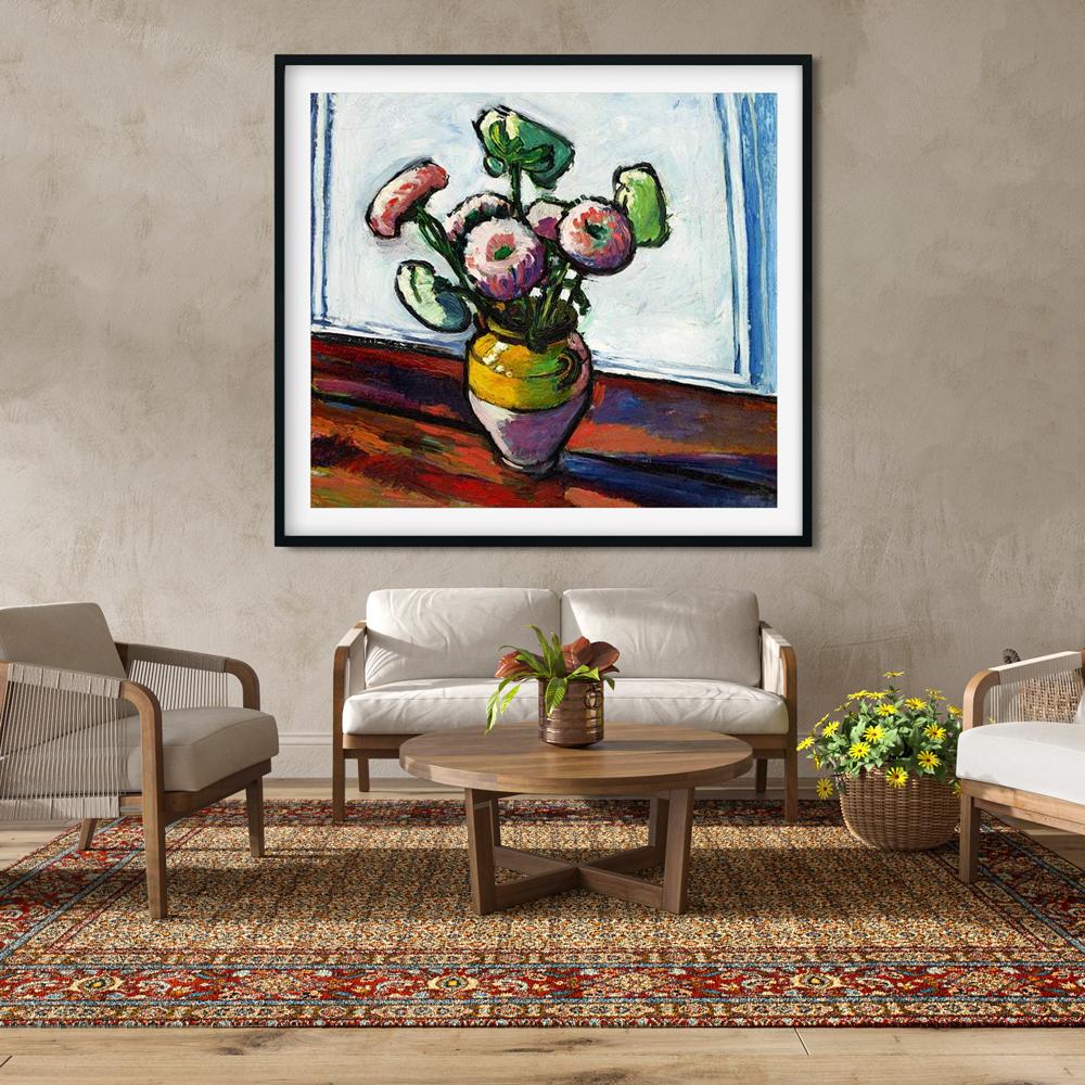 Zinnias Painting - MeriDeewar 1 : 1 Square Premium Wall Art Canvas by MeriDeewar